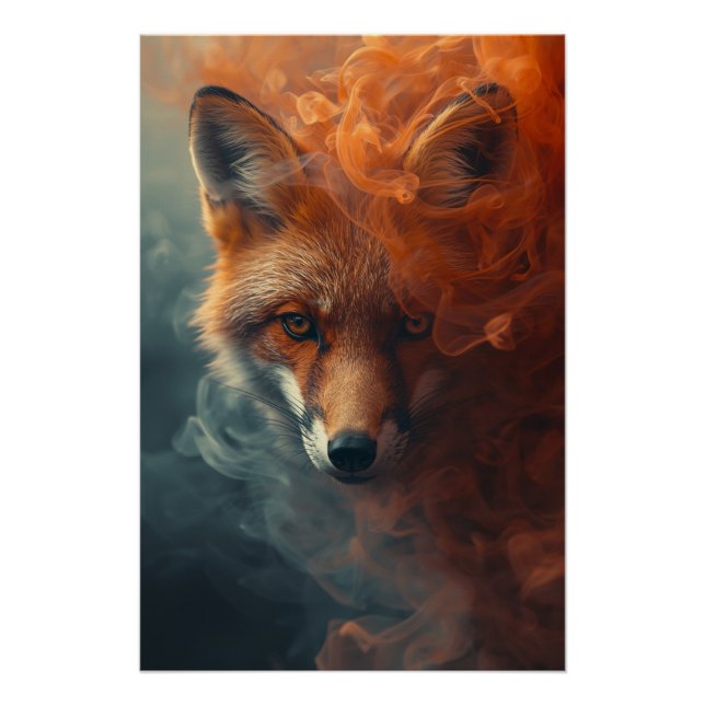 Pôster Raposa Etérea na Fumaça e Névoa – Poster Místico (Frente)