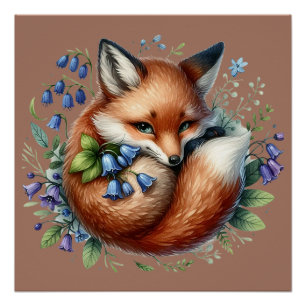 Pôster Raposa Floral Botânica da Floresta