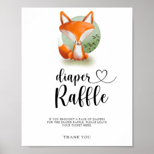 Poster Raposa Florestal Fofa - rifa de fraldas