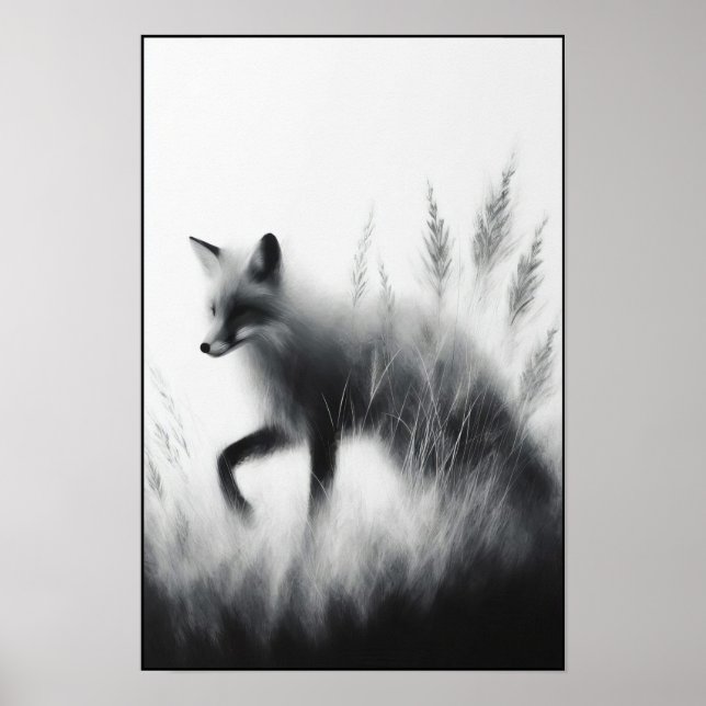 Poster Raposa Mística Na Grama Ligada (Frente)