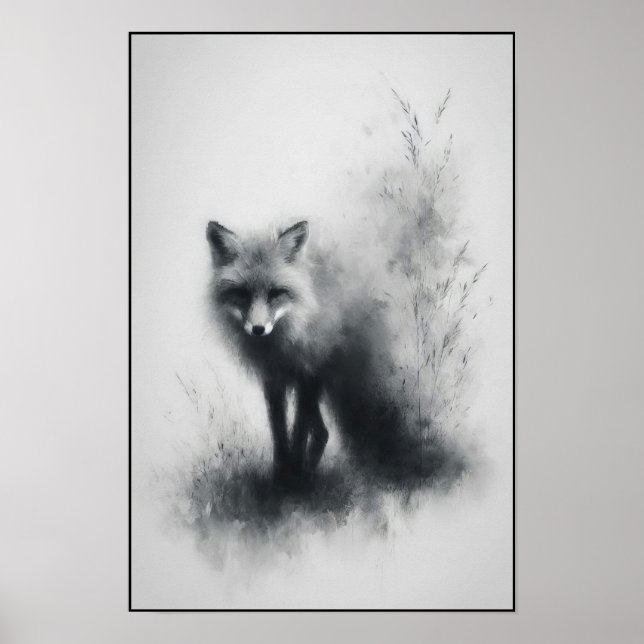 Poster Raposa Mística Na Grama Ligada (Frente)