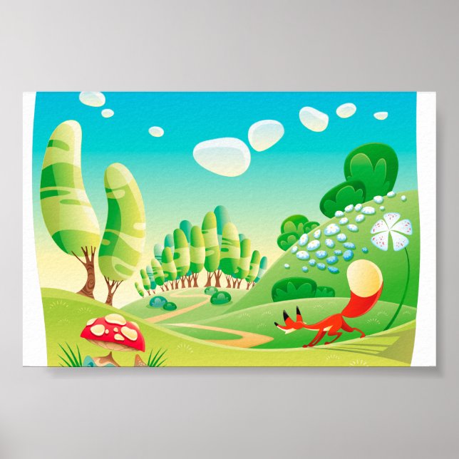 Poster Raposa na madeira. (Frente)