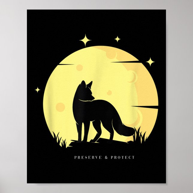 Poster Raposa Preservar &amp; Proteger Proteção Climática (Frente)