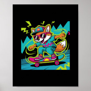 Poster Raposa Skate Retro Legal Funky Skater Vintage A
