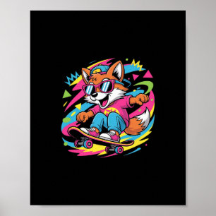 Poster Raposa Skatista Legal Retrô Funky Skater Vintage A