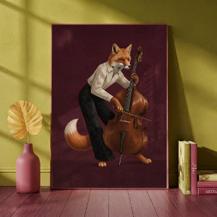 Poster Raposa Sofisticada Tocando Instrumento Musical Vio