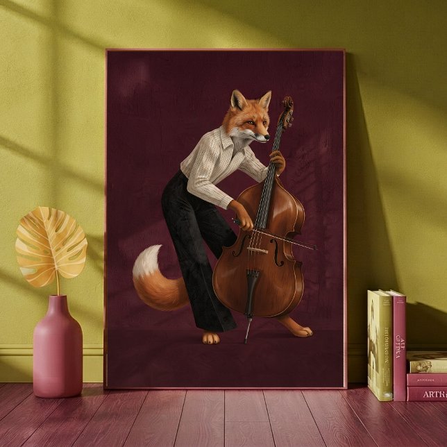 Poster Raposa Sofisticada Tocando Instrumento Musical Vio (Criador carregado)