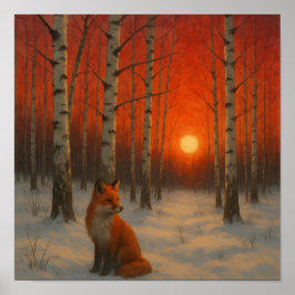 Poster Raposa solitária no inverno 