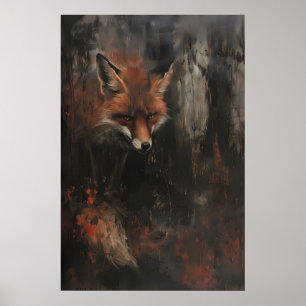 Poster Raposa Vermelha Arte Imprimível Pintura Mal-humora