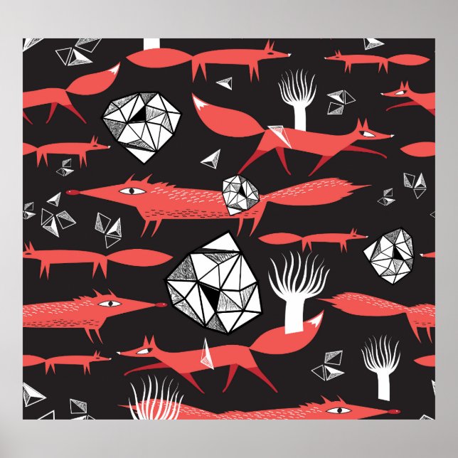 Poster Raposa Vermelha: Fundo Escuro Invisível. (Frente)