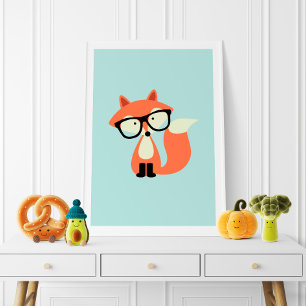 Poster Raposa Vermelha Hipster Fofa