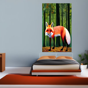 Poster Raposa vermelha que se encontra na floresta AI A