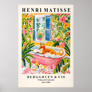 Poster Raposar na Banheira Arte Impressa Estilo Matisse T