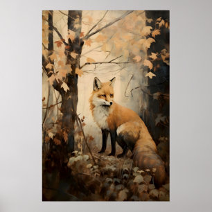 Poster Raposar na Floresta de Outono, Arte Animal Cottage