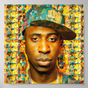 Poster rapper de colagem dourada