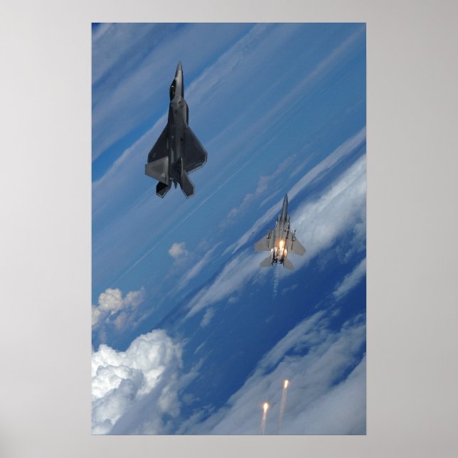 Poster Raptor F-22 e Águia F-15 (Frente)