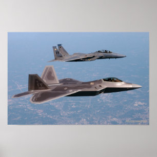 Poster Raptor F-22 e F-15 Eagle