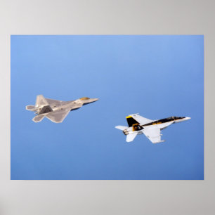 Poster Raptor F-22 e zangão FA-18 super