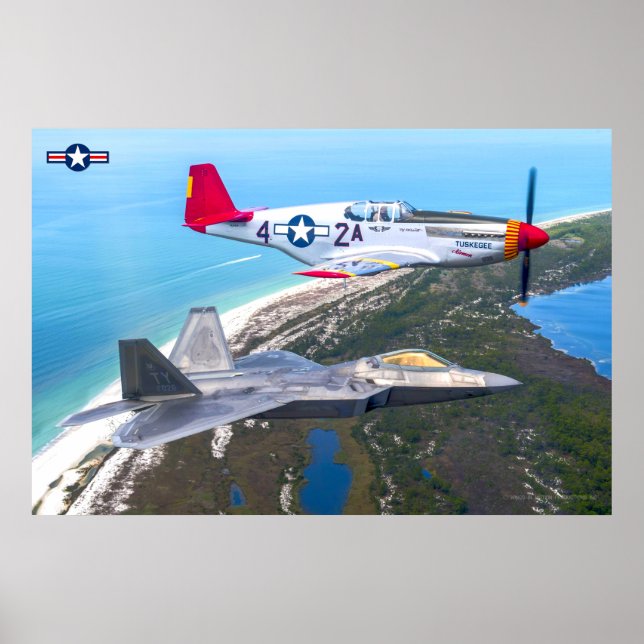 Poster Raptor P-51B MUSTANG e F-22A (Frente)