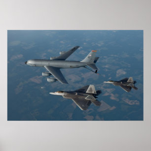 Pôster Raptores F-22 e KC-135 Stratotanker