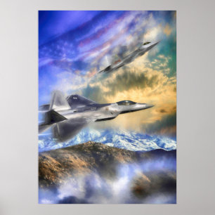 POSTER RAPTORES SOBRE A AMÉRICA F22 JET