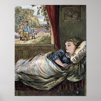 Pôster Rapunzel não, Goldilocks Adormecida na Cama do Urs