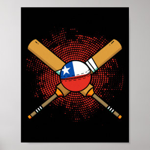 Poster Raquete De Críquete Chilena E Bandeira Ll Do Chile