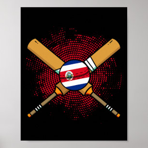 Poster Raquete De Críquete Costarriquenha E Bandeira Ll D