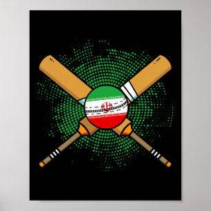 Poster Raquete de críquete iraniana e bandeira do Irã