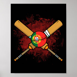 Poster Raquete De Críquete Portuguesa E Bandeira Ll De Po