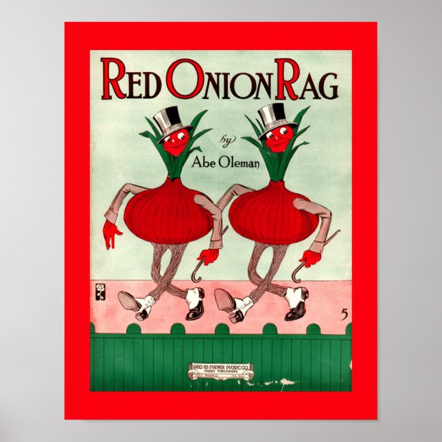 Pôster Rare Vintsheet Music Cobrir Copy RED ONION RAG (Frente)