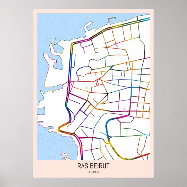 Poster Ras Beirut Lebanon City Map (Frente)