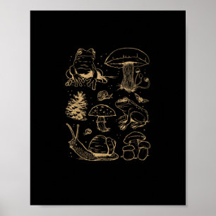 Poster Rãs E Cogumelos Desenho Vintage – Gob Estético