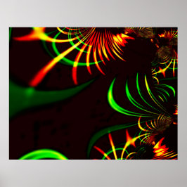 Poster Rascunho; folhas verdes e curvas amarelas coradas