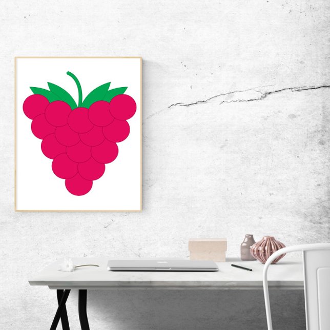 Poster Raspberry Fruit Berry Pink (A poster of a pink raspberry)