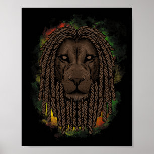 Poster Rasta Lion Com Dreads - Mostre Seu Orgulho E Regga