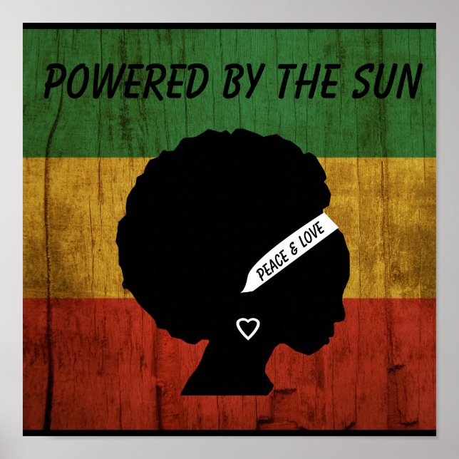 Poster Rasta Mulher: Paz e Amor Acionada pelo Sol (Frente)