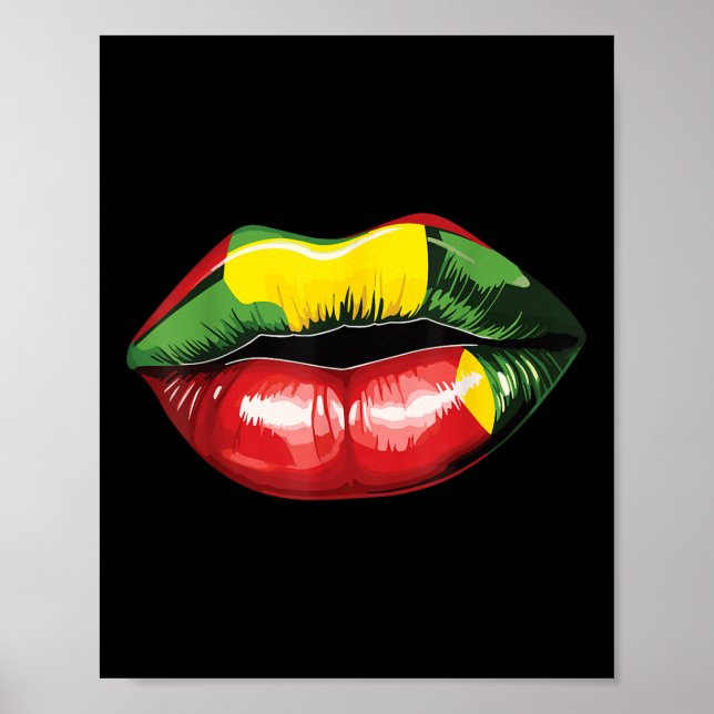Poster Rasta Reggae Lábios Música Rasta Rastafari Raízes  (Frente)