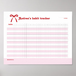 Poster Rastreador de Hábitos Personalizado Arco Rosa