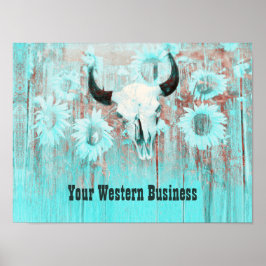 Poster Rastreio Teal Ocidental Caivota Girassóis Sobre Ma