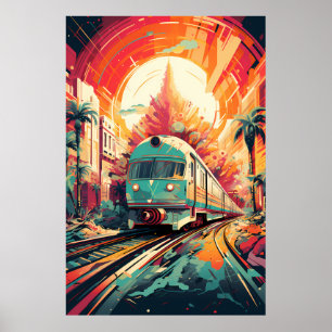 Poster Rastreios Dinâmicos: Arte do Comboio Vibrante em A