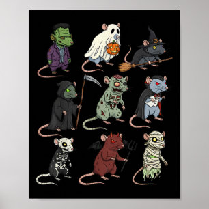 Poster Rat Soky Witch Boo Zombie Rat Halloween Boys &