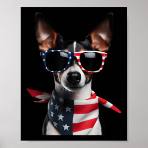 Poster Rat Terrier Dog 4 De Julho Independência Americana