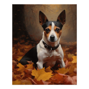 Pôster Rat Terrier nas Folhas de Outono Caem Inspiração