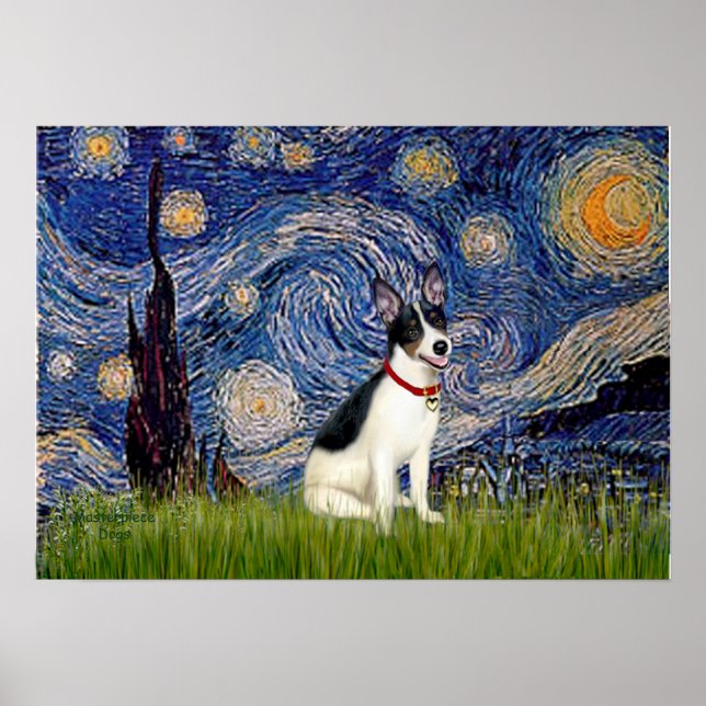 Poster Rat Terrier - Noite Estrelada (Frente)