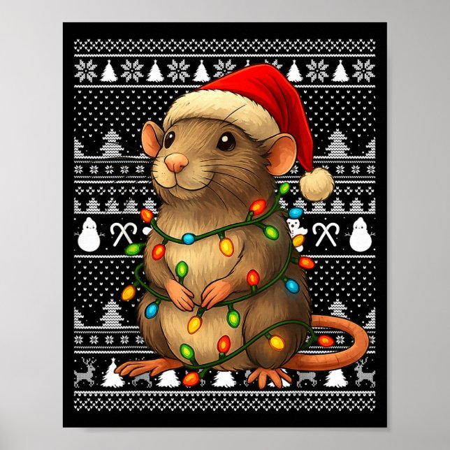 Poster Rat Ugly Christmas Santa Costume Family Xmas Women (Frente)