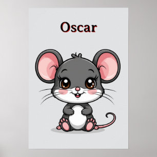 Poster Rato de Desenho Adorável com Orelhas Grandes 🐭Dec