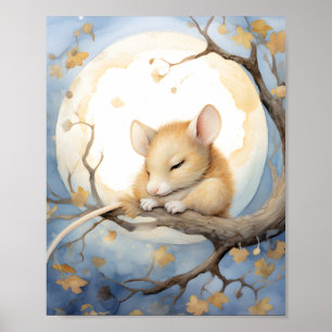 Poster Rato de dormir com a lua