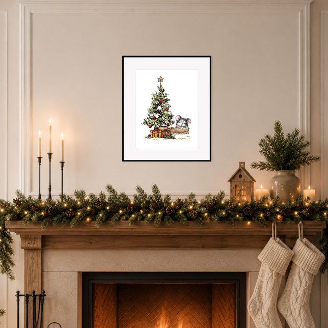 Poster Rato de Natal sob a Árvore (Bring quiet holiday charm to your home.)