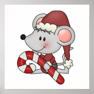 Pôster Rato do Natal com bastão de doces